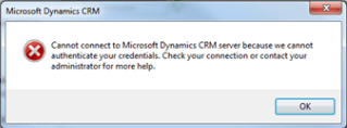Microsoft Dynamics CRM 2011 Outlook Client Error