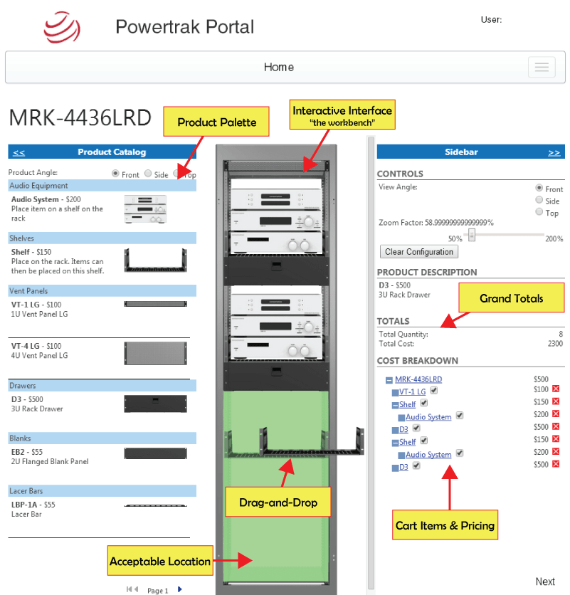 2D Product Configurator by Powertrak Screenshot