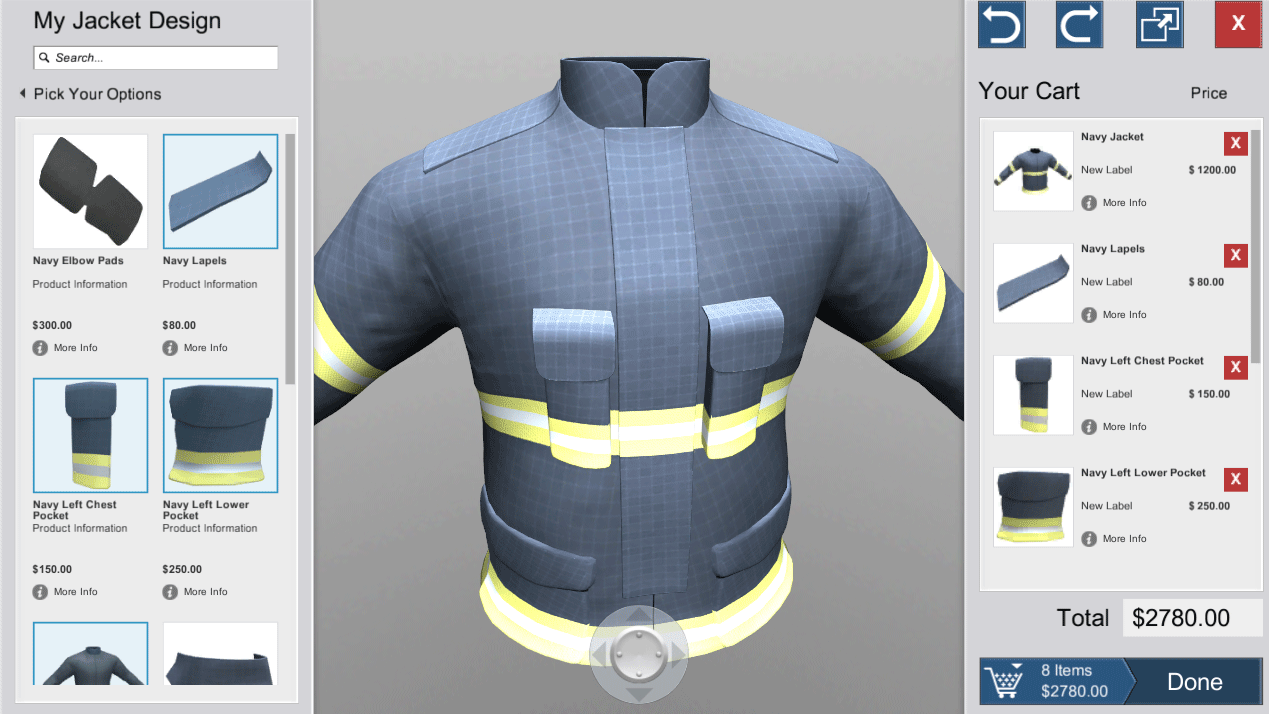 Design Fireman Jackets with Powertrak 3D Configurator