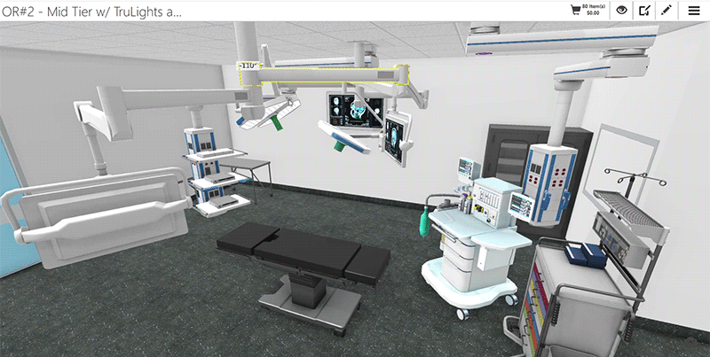 3D Configuration of Surgical Lights and Booms