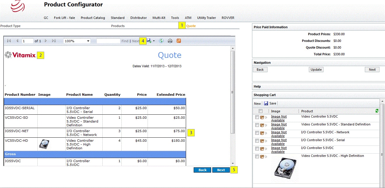 Export Quote from Product Configurator