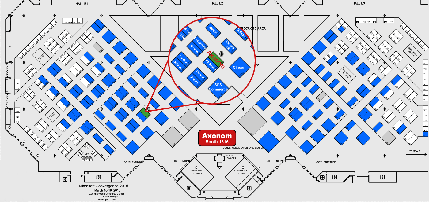 Microsoft Convergence 2015 Expo Hall Map - Axonom booth 1316